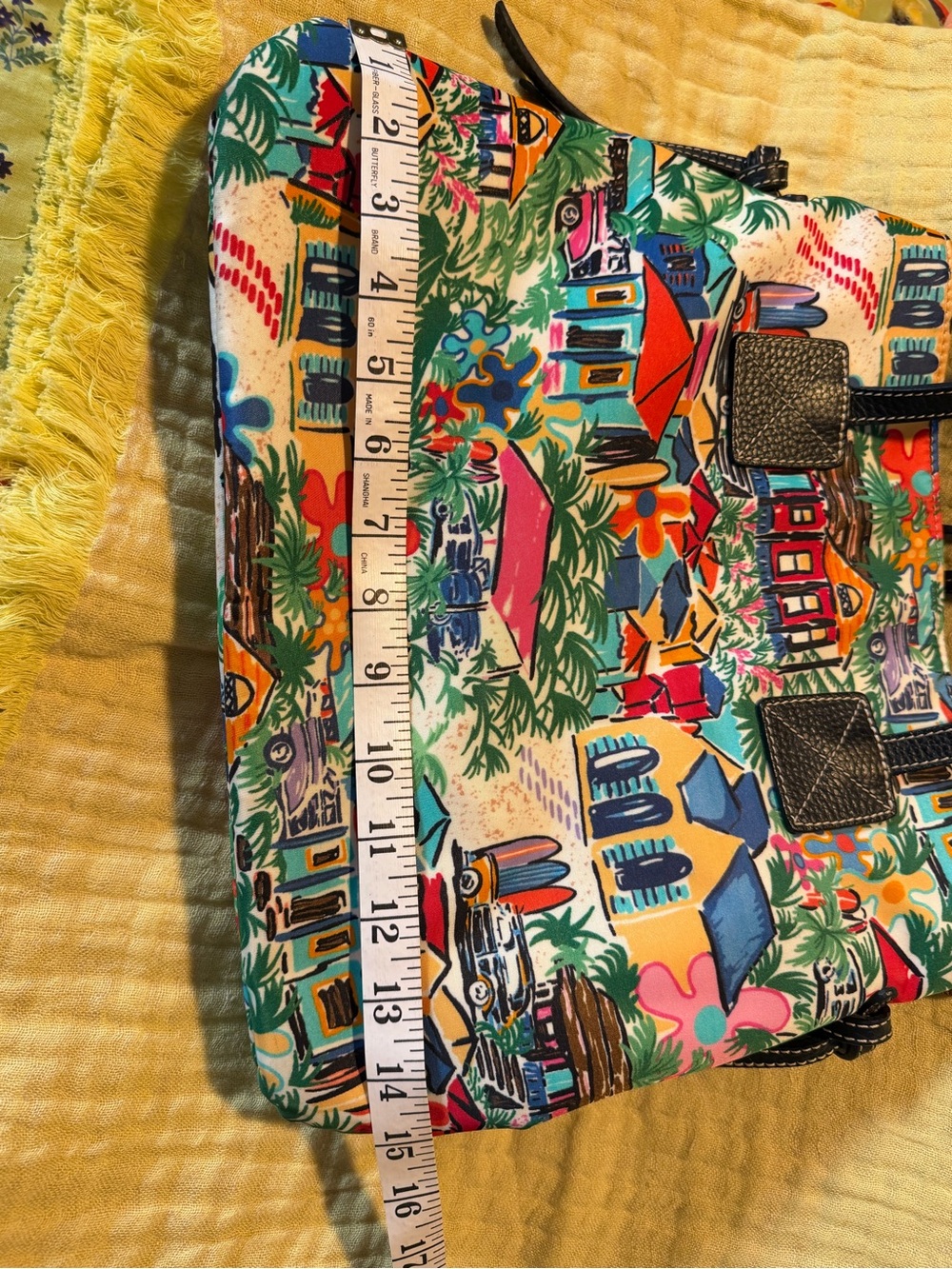 Dooney & Bourke Tropical Island Print Tote Shoulder Bag Colorful Resort Scene - Picture 10 of 16